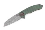 Curtiss Custom Knives F3 Wharny  Green Frag pattern Damasteel