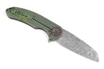 Curtiss Custom Knives F3 Wharny  Green Frag pattern Damasteel