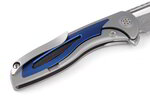 SharpByDesign Apex Blue - Grey Drop Point Flipper Damascus