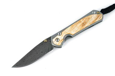 Chris Reeve Knives Sebenza 31 Small Box Elder Boomerang Damascus